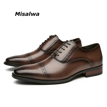 

Misalwa Carved Leather Business Shoes Men's Formal Three Joint Gentleman's Suit Shoes Luxury Pointy Brogue Italian Man Shoes 45