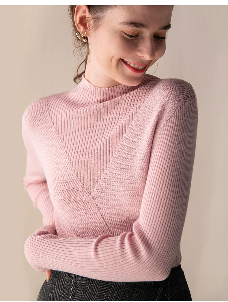 Кашемировый хлопковый пуловер свитер женский джемпер осенне-зимняя одежда нижний свитер роковой свитер с высоким воротником