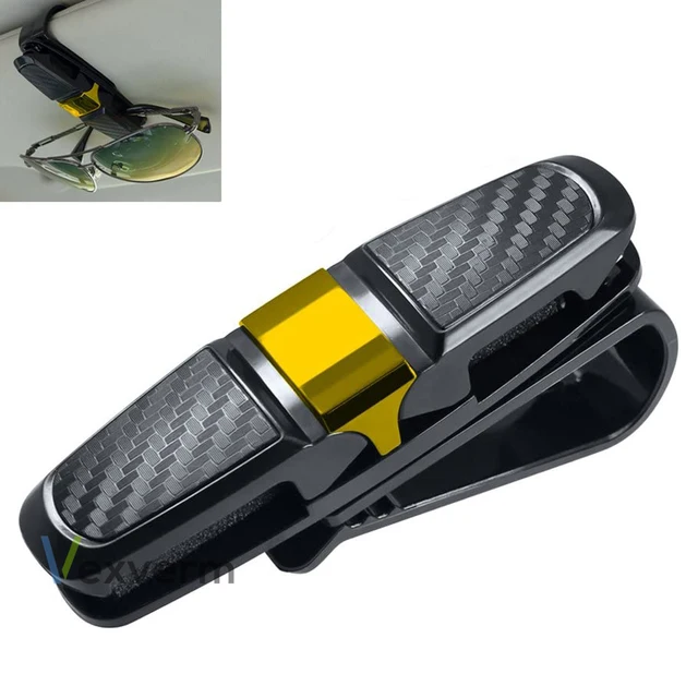 Vexverm Car Sunglasses Holder Portable Ticket Card Glasses Clamp Car Sun Visor Sunglasses Clip Box ABS Eyeglasses Case Gold