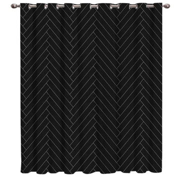 

Natural Herringbone Pattern On Black Background Room Curtains Large Window Window Curtains Dark Window Blinds Living Room Black