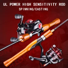 Ultralight UL Spinning Casting Lure Fishing Rods 1.68/1.8/1.98m 5-15g Lure Weight 2 Sections Solid Tip Carbon Rod Pole