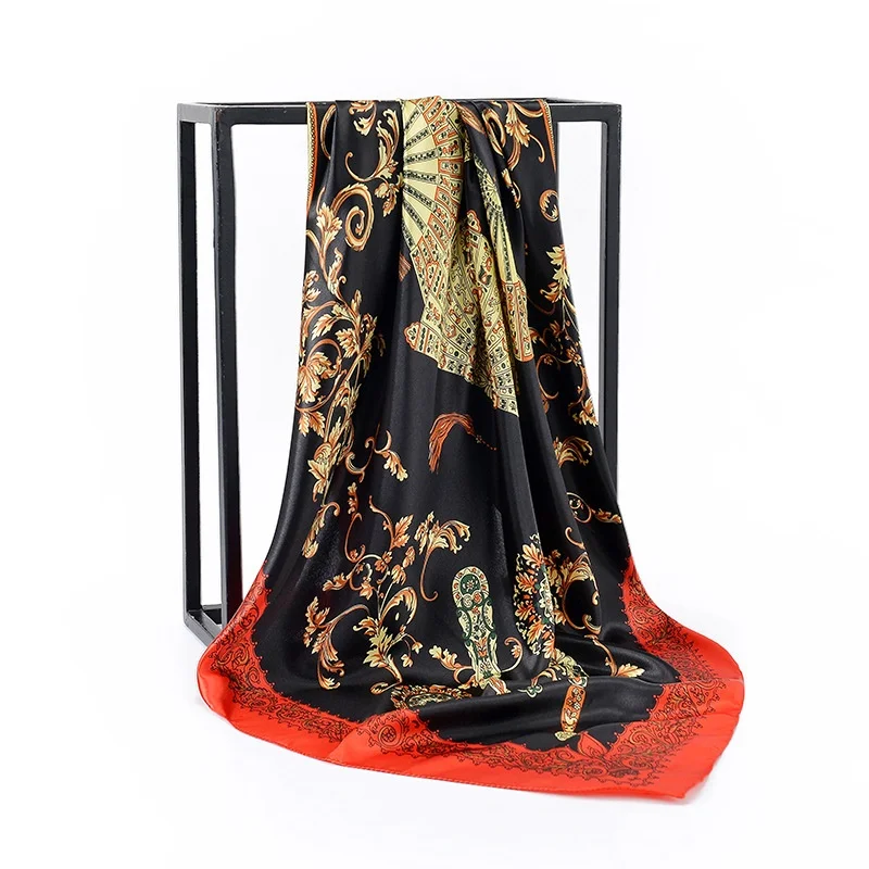 Шелковые шарфы Foulard 90*90 см квадратная голова хиджаб шарф Женский шифон шаль Бандана обертывание глушитель парео - Цвет: 01