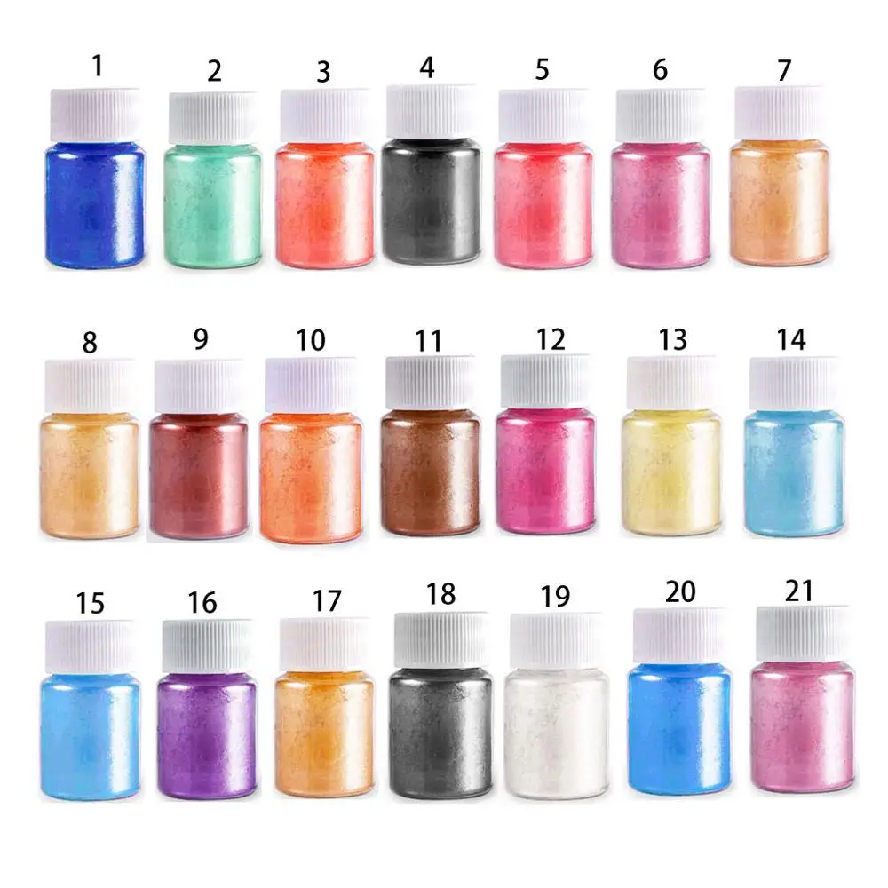 

21 Colors Pearl Pigment Powder Rainbow Aurora Resin Mica Pearlescent Pigments Colorants Epoxy Resin Craft DIY Jewelry Making