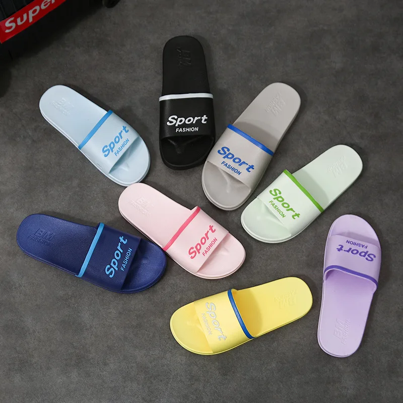 

Household Couples Sandals Women's Summer Indoor Soft-Sole Anti-slip Lettered Home Slipper Stall Bathroom Slippers