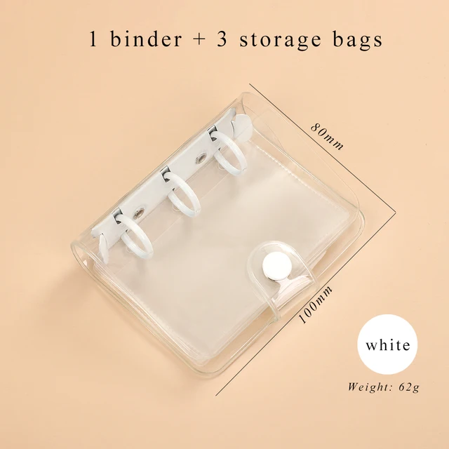 Cute Transparent Mini Loose-leaf Notebook Creative Portable Pocket Hand Book 3 Ring Binder Kawaii School Supplies Stationery White shell