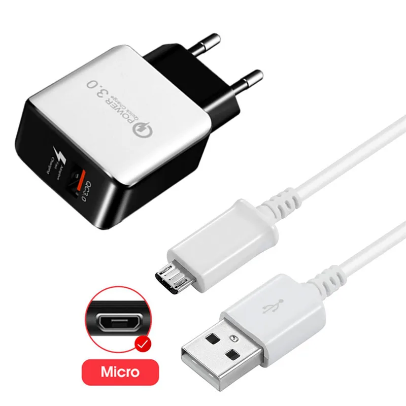 Адаптер для быстрой зарядки QC 3 0 Micro USB LG Nokia Xiaomi дорожный зарядный адаптер Redmi 4X 7A 9A