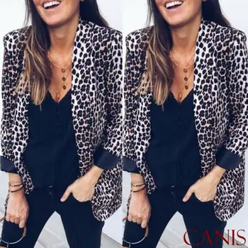 

V5H-Office Lady Women Slim Suit Casual Blazer Leopard