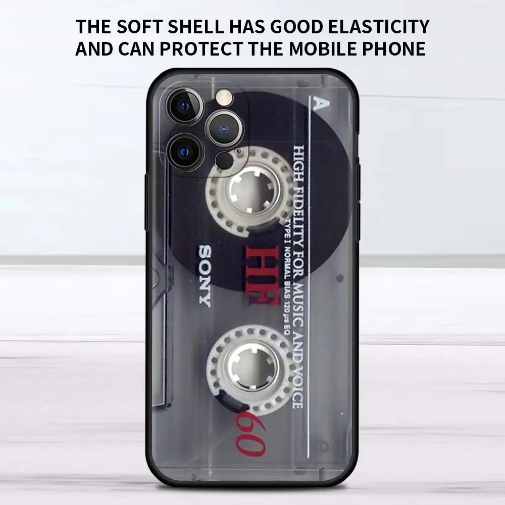 Vintage Cassette Tape Retro Style Black Soft Phone Case
