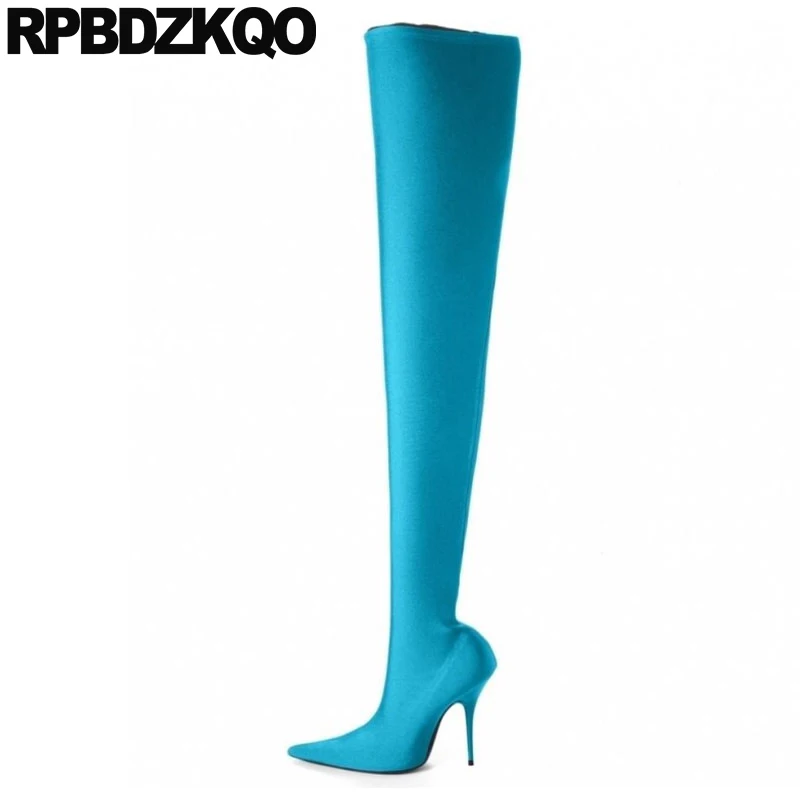 blue satin boots