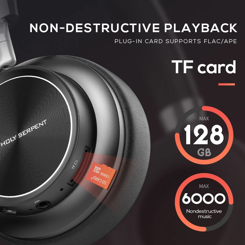 Динамические наушники Holy Serpent F3 Bluetooth 5 0 с поддержкой TF карты Портативная