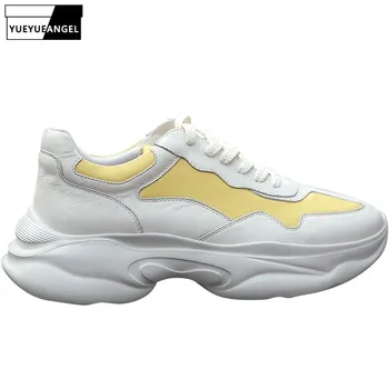 

Men Genuine Leather Breathable Casual White Shoes Male Spring Autumn Fashion 2019 New Lace Up Sneakers Luxury Leather Trainers