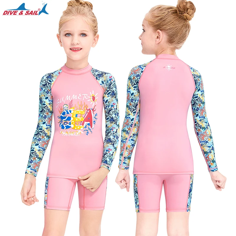 Sun Protection SunBusters Boys Two-Piece Long Sleeve Swimsuit Set UPF 50