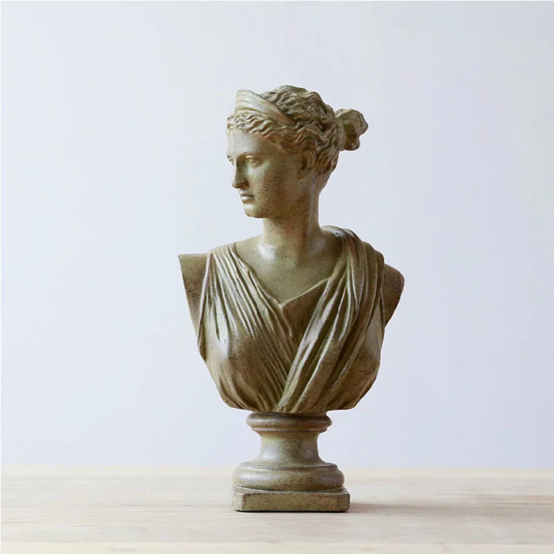 Goddess A Ретро Давид головные портреты бюст статуя смолы Давид бюст скандинавские ремесленные орнамент Гостиная Кабинет домашний декор фигурки D089 - Цвет: Goddess A