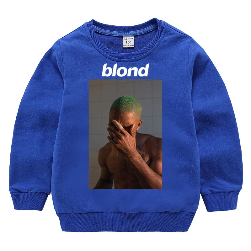 Детский рисунок Frank Ocean блондинка печати хлопковые толстовки с капюшоном девочки; дети хлопковые пуловеры, топы для маленьких мальчиков осенняя одежда - Цвет: T99A-blue