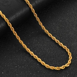 Gold Plated Stainless Steel Rope Chain Necklace - Gender-Neutral Fashion Jewelry Accessory - 70cm  28inch (3mm Wide)