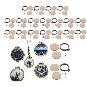 

20pcs Lovely Mini Ring Embroidery Hoop Wooden Mini Cross Stitch Hoop for Frame Handmade Pendant Craft Favors 20mm 25mm