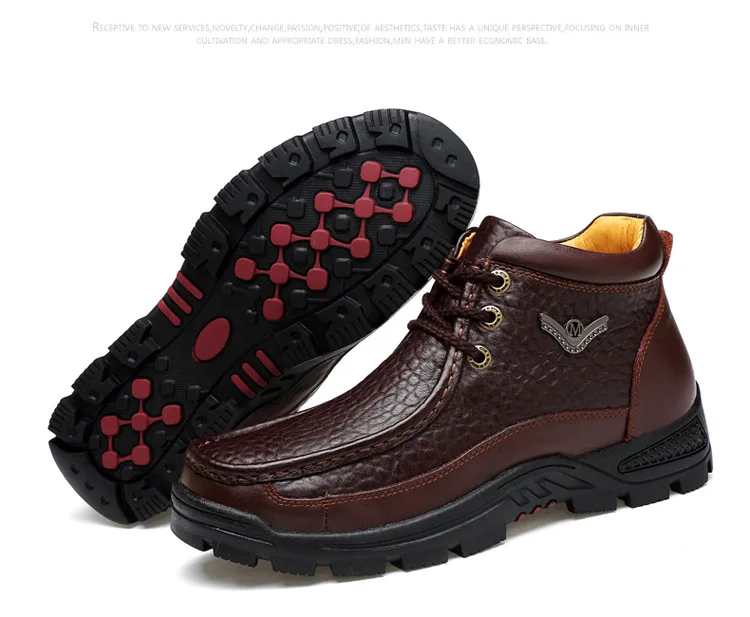 Деловые теплые зимние ботинки; мужские зимние ботинки; Рабочая обувь на шнуровке; большой размер 45