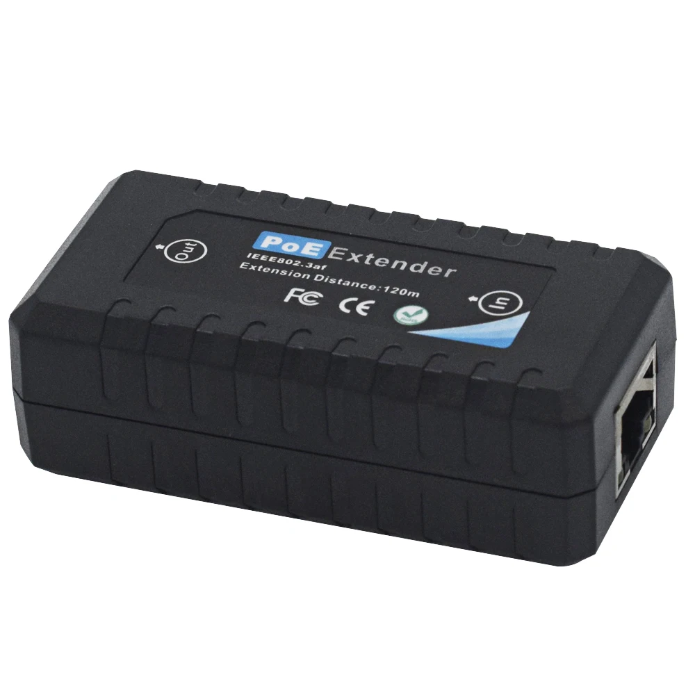 1Port IEEE802.3af PoE Extender for Security camera extend120M transmission distance with 10/100M LAN ports