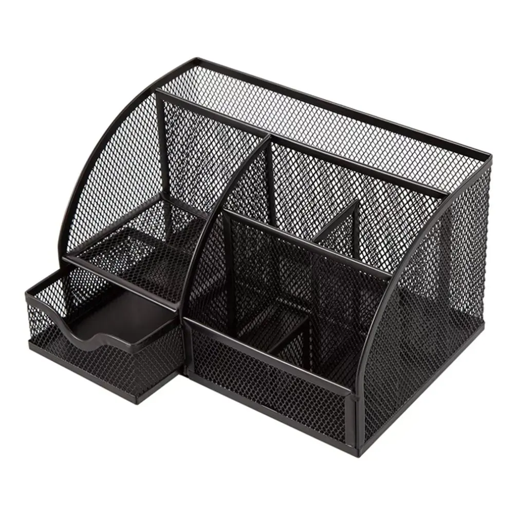 

Metal Pen Holder Pen Student Multi-Function Stationery Creative Table Iron Mesh Nine Grid Combination Storage Box