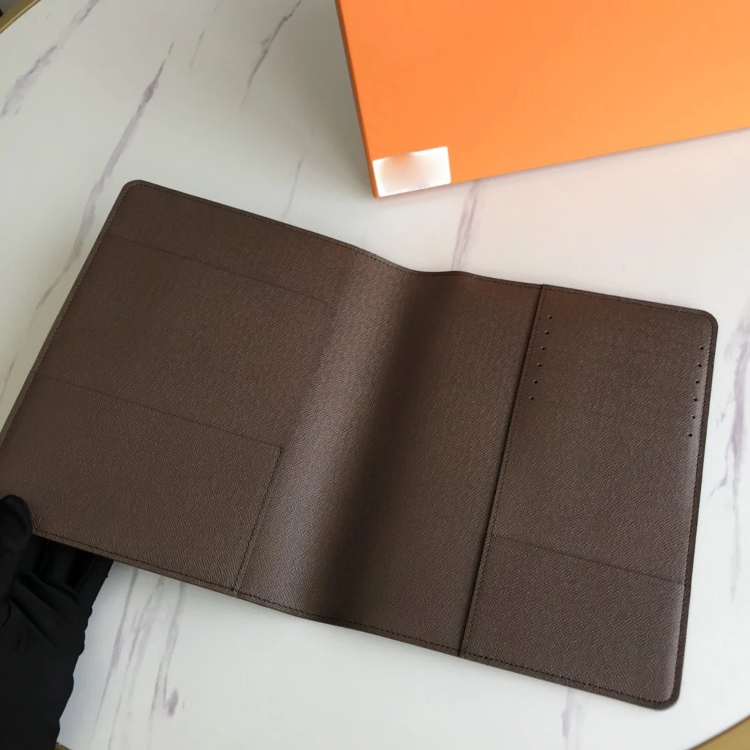 

3 colors Luxury Designer Desk Aganda Cover Notebook checkbook cover Genuine Leather lining Coated Canvas Monogram Check Plaid