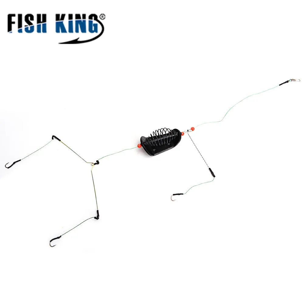 FISHKINGFree 1 шт. 20G-100G Длина 39 см три крючки рыболовные, приманки клетка распределительная Платина «Три в одном» поворачивается на линии Крючки для ловли карпа кормушка