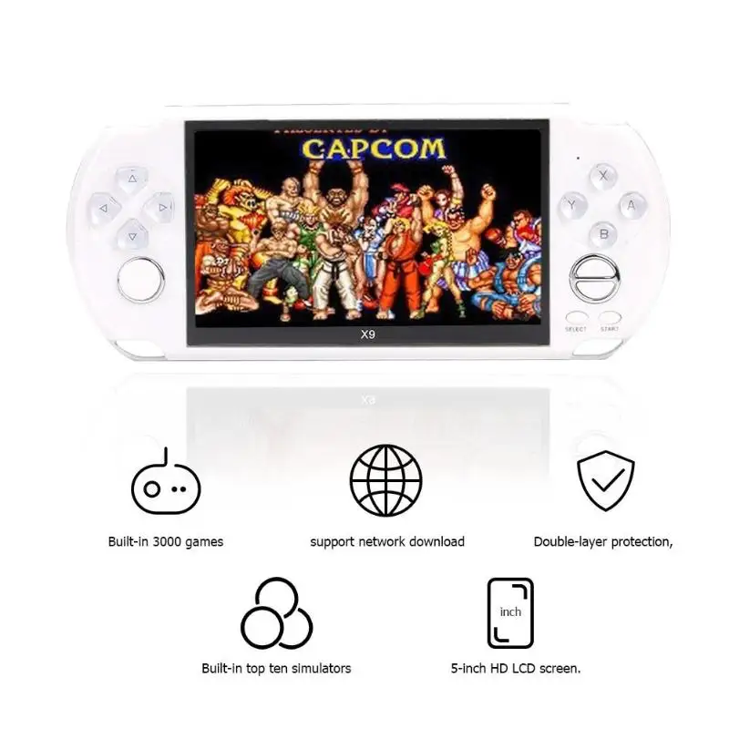 

X9 5 inch LCD Screen 8GB Portable Video Game Machine Retro GBA NES Console Support 128-Bit Arcade Games Built-in Ten Simulat