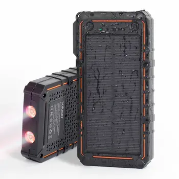 

EasyAcc Waterproof 10000mAh Solar Power Bank External Battery Solar Powerbank Charger with SOS Strobe LED Lighting for Outdoor