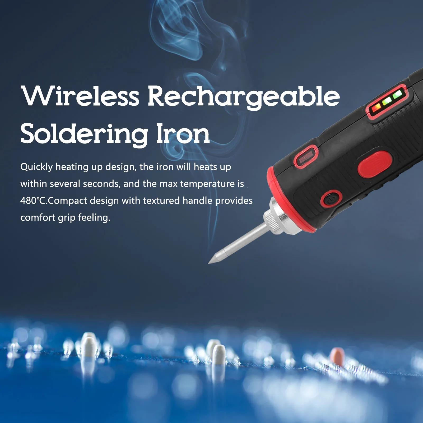 480℃ Cordless Electric Soldering Iron Charging Solder Iron Rechargeable Lithium Battery ferro de solda with Bright LED Light ac 225 arc welder