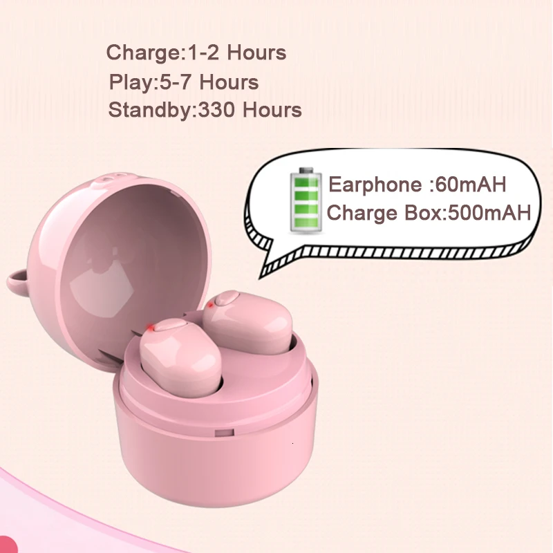 Cute Pink Pig TWS Wireless Earphones Bluetooth 5 0 Waterproof Earbuds Headset Stereo In ear Headphones with Mic for Girl Kids