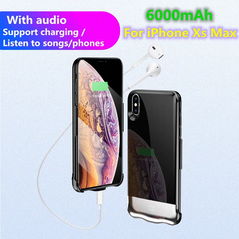 

Digital display + data transmission 6000mAh Extended Phone Battery Power Case For iPhone Xs Max Portable Battery Case Power Bank