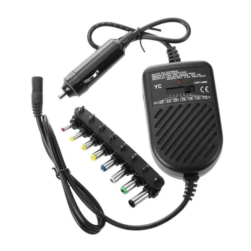 80W 15 V-24 V Мульти автомобильная зарядка для ноутбука