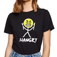 Топы, футболка, женская футболка hangry stickfigure Funny Harajuku с принтом, женская футболка