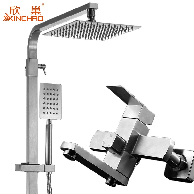 

Square Stainless Steel Shower Set Stainless Steel Shower Nozzle Shower 304 Stainless Steel Shower Head Set