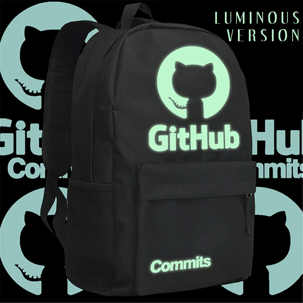 

MeanCat GitHub Commits Shoulder Bag for Men Daypack Light in Dark