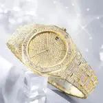 Kopen Heren Luxe Merk Horloges Mode Diamant Datum Quartz Horloge Unisex Jumbo Volledig Iced Out Quartz Horloge Paar Gift Iced Out
