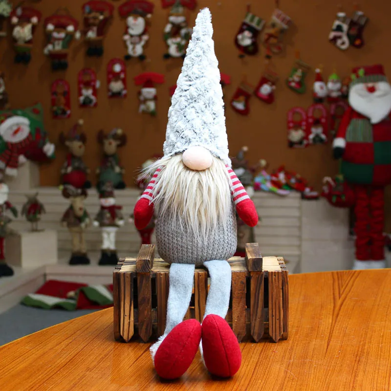 Knitted Sitting Tomte Christmas Gnome Doll Decorations Tabletop Santa Figurines Ornaments Holiday Present Produtos De Natal - Цвет: 5