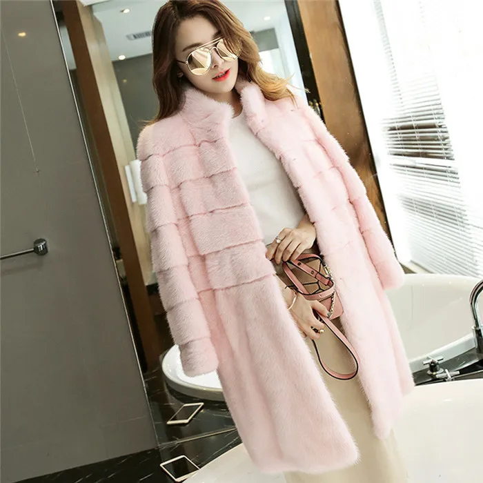 Pink Women Luxury Brand Fur Coat Winter Women Long Faux Fur Coats Furry lady Fake Fur Coat Jacket High Quality abrigo pelo mujer - Цвет: Pink