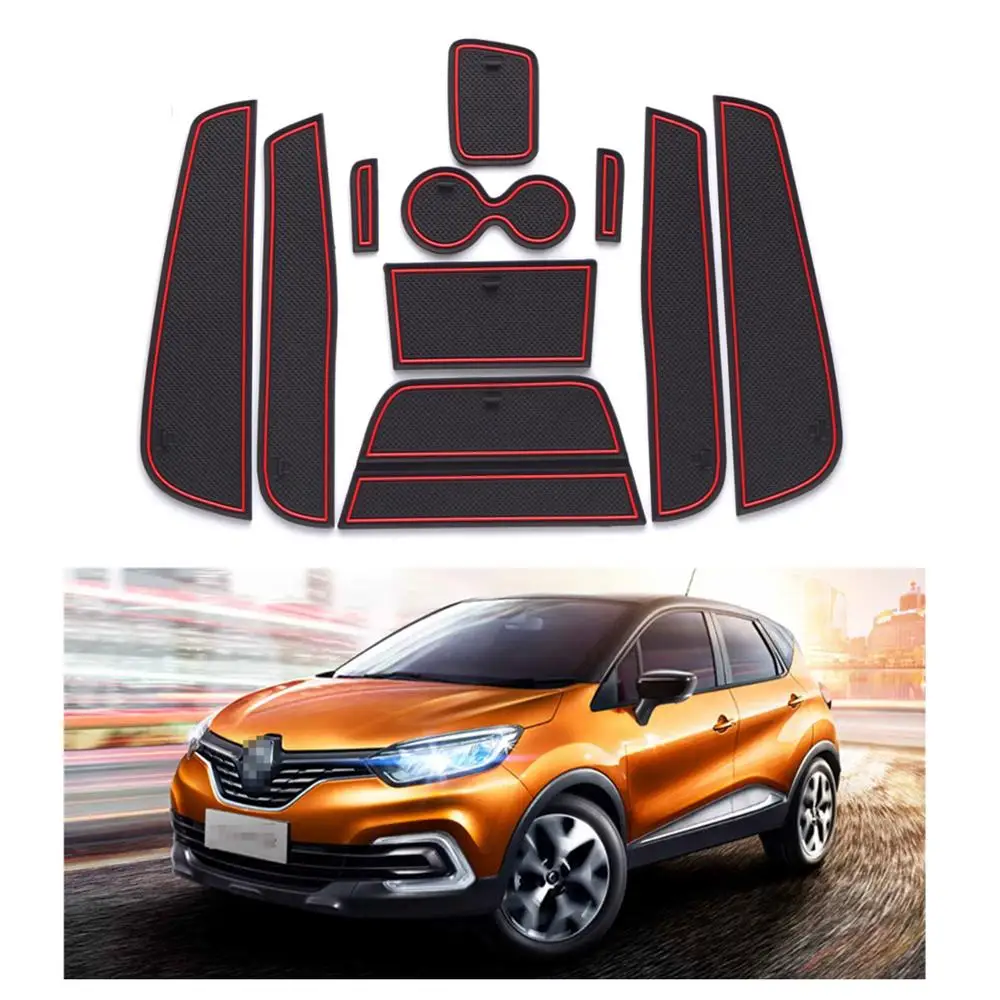 RUIYA 10 шт. Противоскользящий коврик для ворот резиновая подложка для Renault Captur, авто аксессуары для интерьера дверной рычаг коробка для хранения коврик