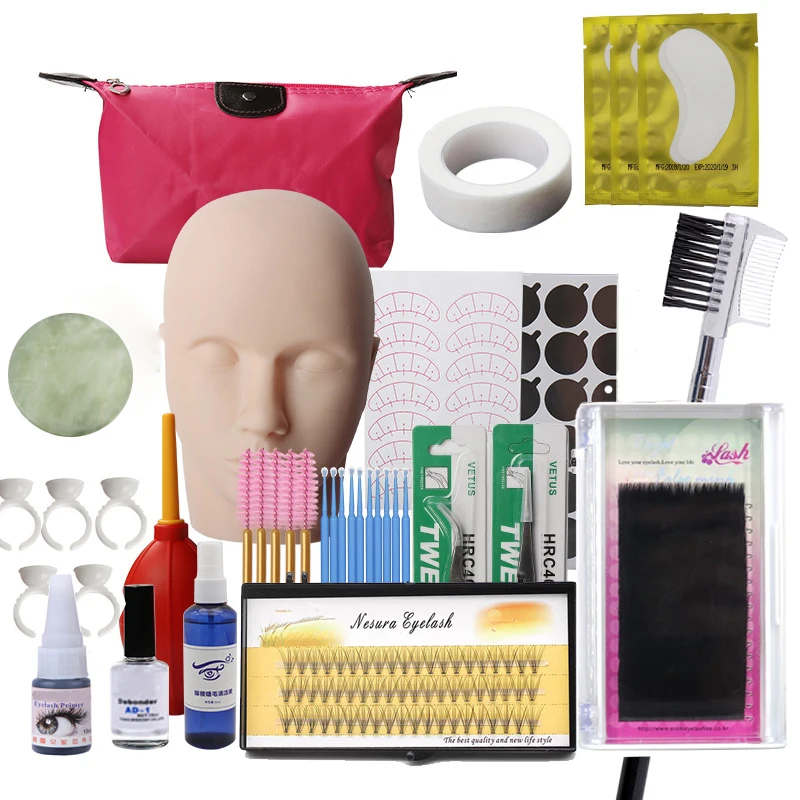 Training Eyelashes kit mink lashes False Eyelash Extension Grafting Practice Curl Glue Tweezer Tools Set Bag For Eye Lash Graft Training Eyelashes kit mink lashes False Eyelash Extension Grafting Practice Curl Glue Tweezer Tools Set Bag For Eye Lash Graft