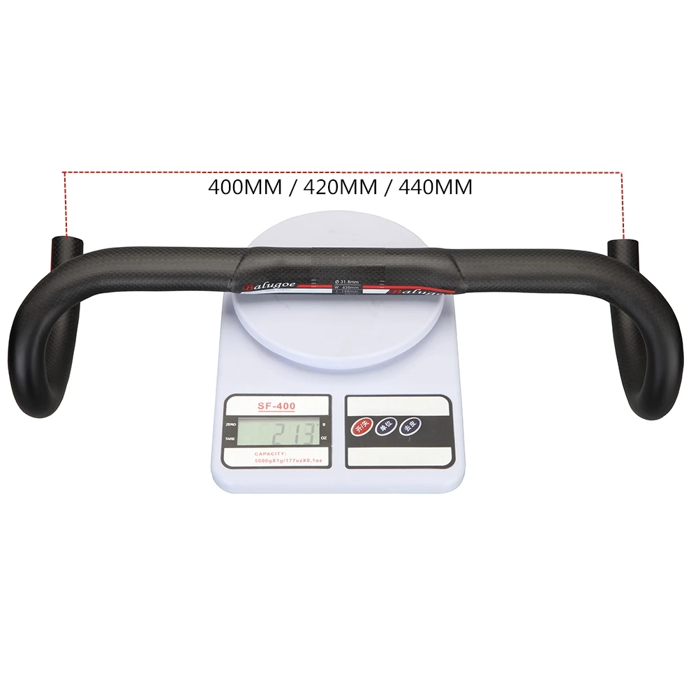 BALUGOE Newest 1 pc Carbon Fiber Road Bike Handlebar Matt black curved grooves Drop Handle Bars 3K Matt 31.8*380/400/420/440mm