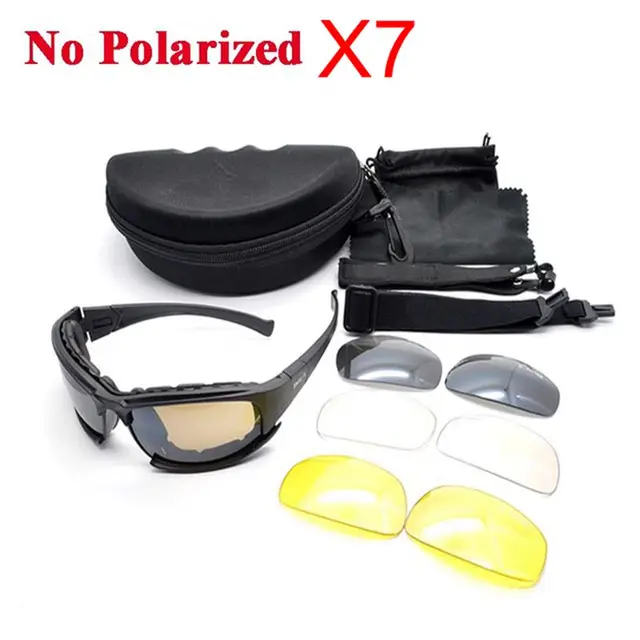 Outdoor Hiking Protective Army Men's Sunglasses 4 Lens 2021 Tactical Daisy X7 Polarized Glasses Airsoft Shooting Military Goggle No Polarized