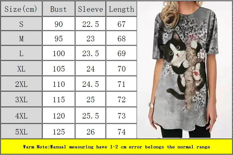 Hf95c0ff145f04a5cadc11d26f99ca12e9 - Fashion Trendy Ladies 3D Cartoon Cat Print T Shirt Women