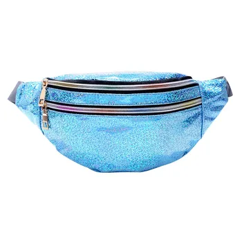 

New Waist Bag Male Female Double Zipper Shoulders Sequins Waist Pack Letter Purse Mobile Phone Pack Pouch Murse Purse Bag