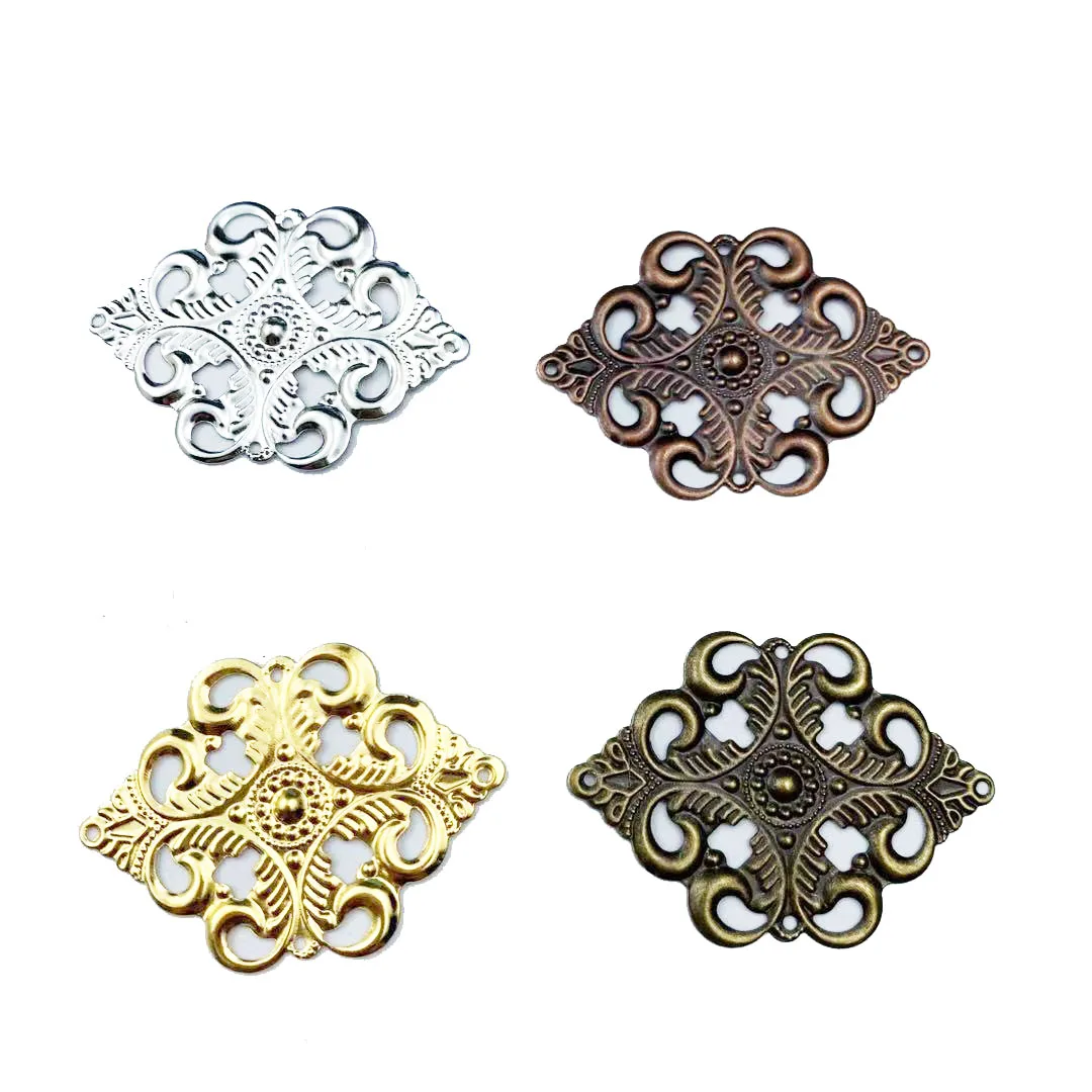 

20Pcs Filigree Wraps Flower Connectors Metal Crafts Connector 42x30mm for Jewelry Making DIY Accessories Charm Pendant