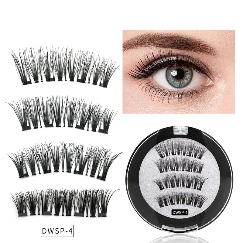 Magnetic Eyelashes With 4 Magnets 3D False Eyelashes Natural Magnetique Fake Lashes Extension Hand Made Magnetic Eyelashes With 4 Magnets 3D False Eyelashes Natural Magnetique Fake Lashes Extension Hand Made