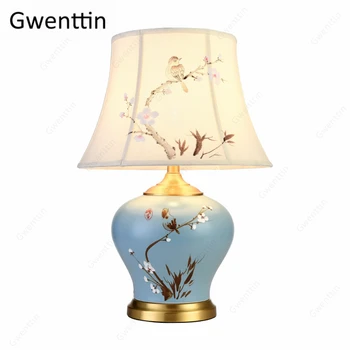 

Fashion Chinese Style Ceramic Table Lamps for Living Room Bedside Home Decor Modern Led Lighting Fixtures Desk Light Luminarias