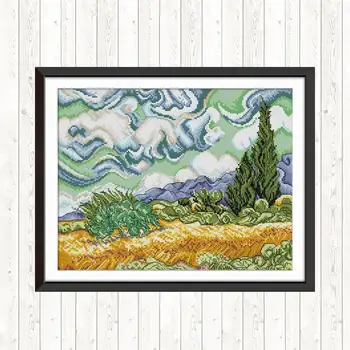 

Under The Sky DIY Handmade Needlework Cross Stitch Kits 14ct 11ct Printed on Canvas Painting Embroidery Kits DMC Floss Crafts