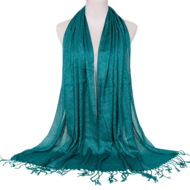 Женская шаль пашмины женский шарф с кистями плетёный золотистый тон хиджаб платок-шарф 170*60 Foulard Femme - Цвет: 7