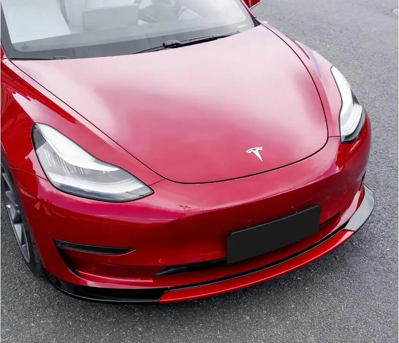 

High Quality ABS Paint Front Lip Splitters Bumper Flaps Spoiler For Tesla MODEL 3 2018 2019 2020 3pcs/set