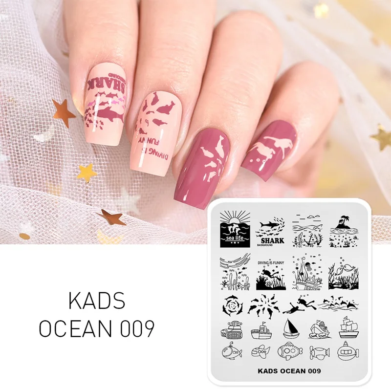 Ocean 009 Rolabling штамповки ногтей пластины природа модный дизайн ногтей штамп штамповка шаблон и форма для ногтей печать трафареты для ногтей Шаблоны - Цвет: Ocean 009